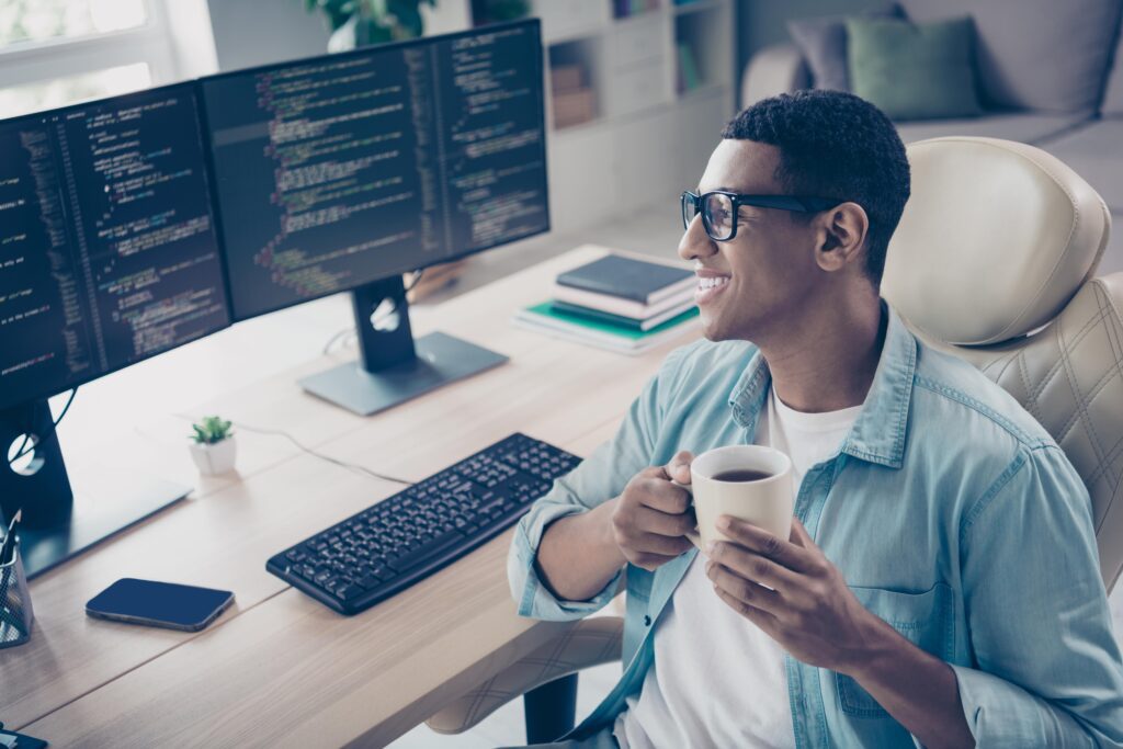 Professional working by desk